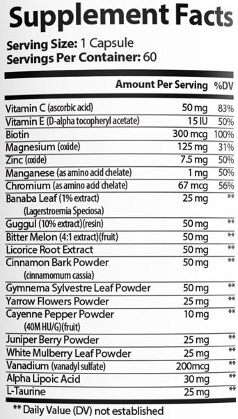 blood sugar ultra ingredients list